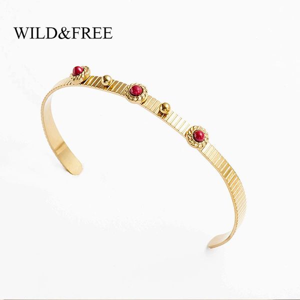 wild & stainless steel gold bangles women vintage red stone round beads open cuff bracelets summer beach jewelry bangle, Black
wild & stainless steel gold bangles women vintage red stone round beads open cuff bracelets summer beach jewelry bangle, Black