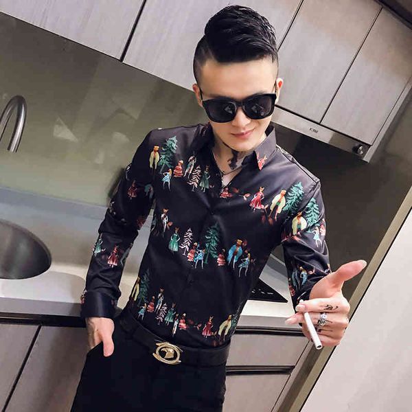 men's casual shirts venda quente de moda impresso digital camisas roupas masculinas manga longa simples todos os jogos fino ajuste stre, White;black
men's casual shirts venda quente de moda impresso digital camisas roupas masculinas manga longa simples todos os jogos fino ajuste stre, White;black