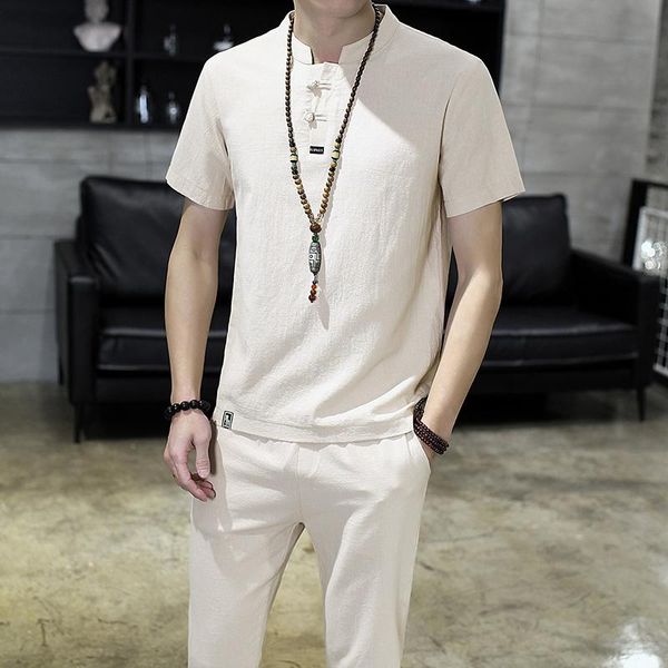 men's casual shirts (shirt + trousers) arrival summer style men cotton and linen fashion solid cropped pants, White;black
men's casual shirts (shirt + trousers) arrival summer style men cotton and linen fashion solid cropped pants, White;black