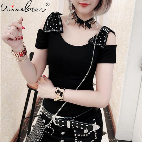 women's t-shirt summer european clothes cotton fashion hollow out bowknot shiny diamonds women short sleeve tees 2021 t15228a, White
women's t-shirt summer european clothes cotton fashion hollow out bowknot shiny diamonds women short sleeve tees 2021 t15228a, White