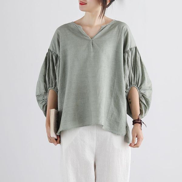 johnature summer cotton linen casual v-neck lantern sleeve loose womens and blouses 2021 japanese solid color shirts women's &, White
johnature summer cotton linen casual v-neck lantern sleeve loose womens and blouses 2021 japanese solid color shirts women's &, White