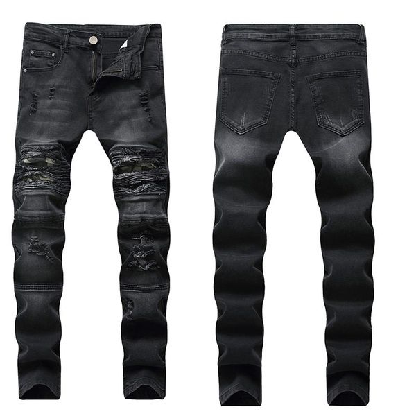 men's jeans slim-fit tight-fitting porous denim distressed black casual pants plus size high-quality hip-hop, Blue
men's jeans slim-fit tight-fitting porous denim distressed black casual pants plus size high-quality hip-hop, Blue