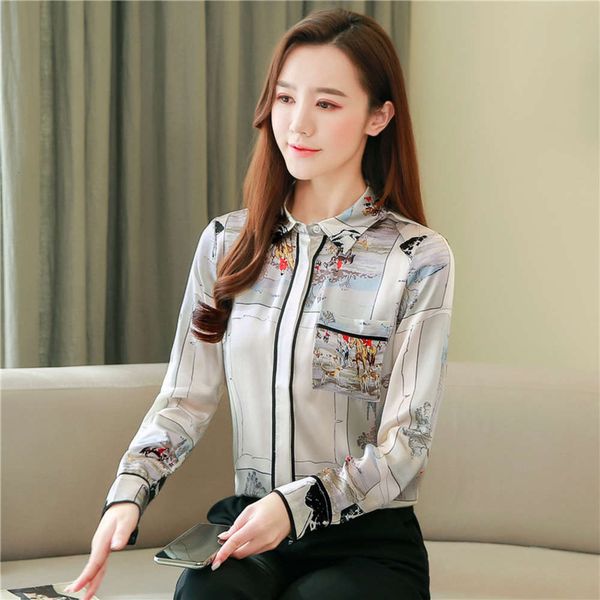 women's blouses & shirts elegant printing long sleeve chiffon blouse satin silk turn-over collar women shirt chemisier femmel spring 3, White
women's blouses & shirts elegant printing long sleeve chiffon blouse satin silk turn-over collar women shirt chemisier femmel spring 3, White