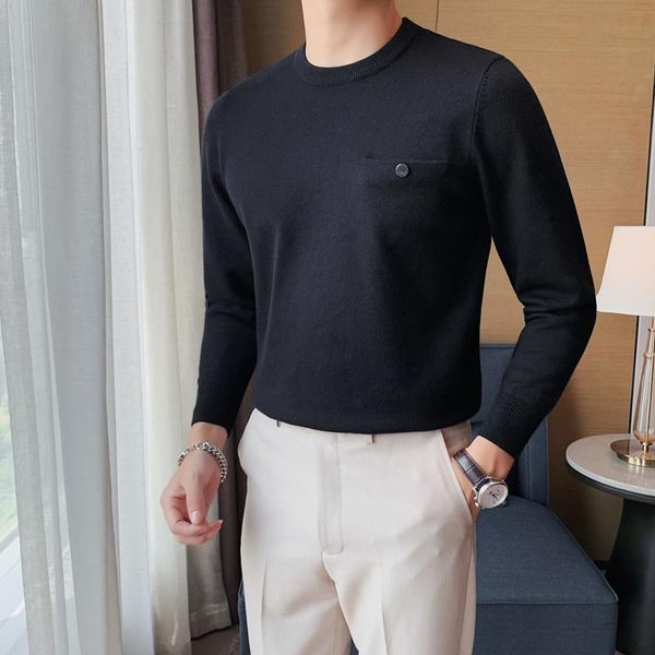 men's sweaters korean men autumn winter solid color casual round neck slim fit knitted pullovers streetwear clothing, White;black
men's sweaters korean men autumn winter solid color casual round neck slim fit knitted pullovers streetwear clothing, White;black