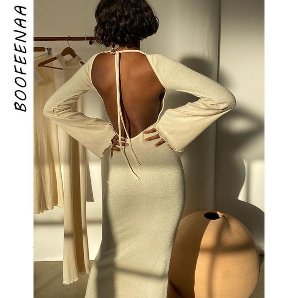casual dresses boofeenaa solid knitted open back flared long sleeve maxi dress elegant clothes for women 2021 fall resort wear c76-df27, Black;gray
casual dresses boofeenaa solid knitted open back flared long sleeve maxi dress elegant clothes for women 2021 fall resort wear c76-df27, Black;gray