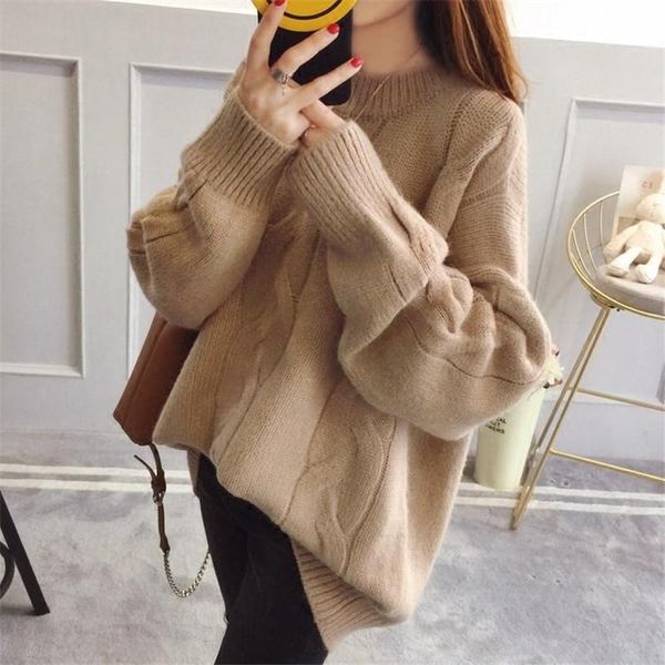 women's sweaters 2021 sweater female autumn and winter solid color loose long sleeve thick warm retro code knitting, White;black
women's sweaters 2021 sweater female autumn and winter solid color loose long sleeve thick warm retro code knitting, White;black