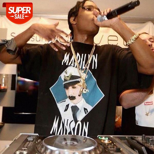 net red asap rocky pays tribute to marilyn manson personality short-sleeved t-shirt half-sleeved #fm5q, White;black
net red asap rocky pays tribute to marilyn manson personality short-sleeved t-shirt half-sleeved #fm5q, White;black