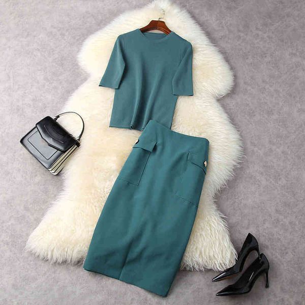 two piece dress spring half sleeve round neck green pure color knits tees + buttons pockets mid-calf skirt suits 2 s set lf2511864 xsn2, White
two piece dress spring half sleeve round neck green pure color knits tees + buttons pockets mid-calf skirt suits 2 s set lf2511864 xsn2, White