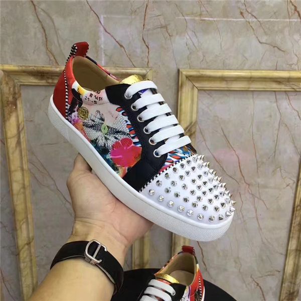 red sole casual shoes genuine leather flat women sneakers colorful fashion flat men sneaker lace-up spikes real leather classics chaussures, Black
red sole casual shoes genuine leather flat women sneakers colorful fashion flat men sneaker lace-up spikes real leather classics chaussures, Black