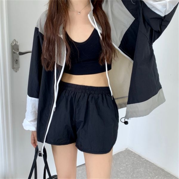 two piece dress sports summer color-hit sunscreen oversize coats+ loose casual elastic shorts simple all match sets suits 47q8, White
two piece dress sports summer color-hit sunscreen oversize coats+ loose casual elastic shorts simple all match sets suits 47q8, White