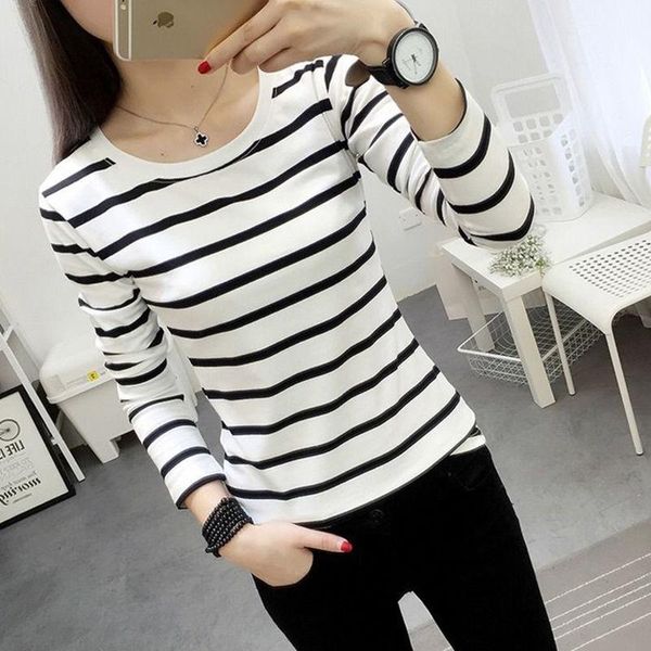 women's t-shirt spring and autumn stripe korean versatile thin loose long sleeve slim v-neck bottom shirt, White
women's t-shirt spring and autumn stripe korean versatile thin loose long sleeve slim v-neck bottom shirt, White