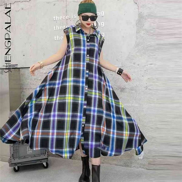 vintage plaid shirt dress women's summer lapel single breasted sleeveless mid-calf dressed female 210427, Black;gray
vintage plaid shirt dress women's summer lapel single breasted sleeveless mid-calf dressed female 210427, Black;gray