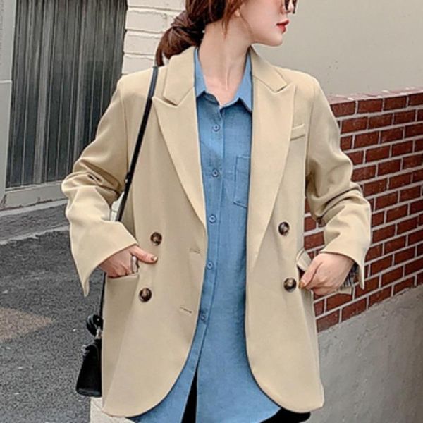 women's suits & blazers office ladies notched blazer double breasted vintage women long sleeve solid color coat jackets femme autumn 20, White;black
women's suits & blazers office ladies notched blazer double breasted vintage women long sleeve solid color coat jackets femme autumn 20, White;black