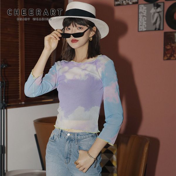tie dye mesh long sleeve t shirt women aesthetic summer sky print tshirt frill crop tee purple fashion 210427, White
tie dye mesh long sleeve t shirt women aesthetic summer sky print tshirt frill crop tee purple fashion 210427, White