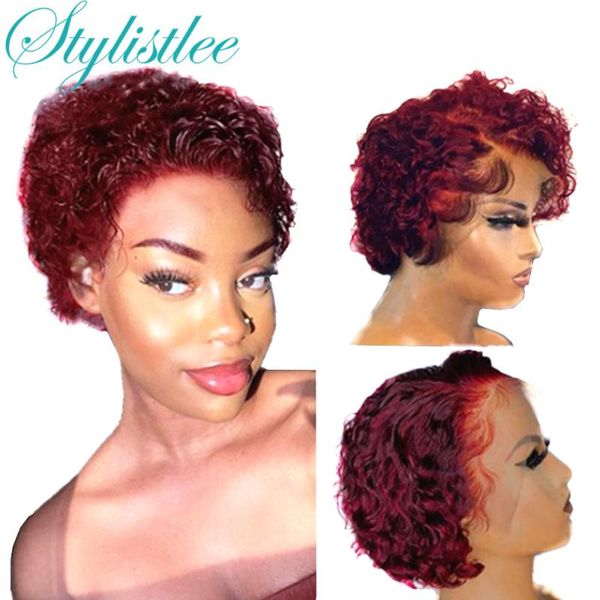 lace wigs stylistlee pixie wig bob 99j short curly 13x4 human hair front t part cut for black women colored highlight, Black;brown
lace wigs stylistlee pixie wig bob 99j short curly 13x4 human hair front t part cut for black women colored highlight, Black;brown