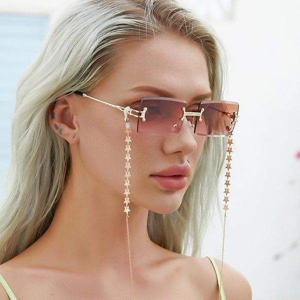 sunglasses 2021 brand gradient rimless women travel small rectangle sun glasses vintage square shades with star chain lanyard, White;black
sunglasses 2021 brand gradient rimless women travel small rectangle sun glasses vintage square shades with star chain lanyard, White;black