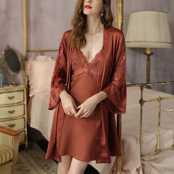 women's sleepwear nightgown underwear cardigan ice ribbon breast pad v-neck pajamas sets halter nightdress womens two-piece suit homewe, Black;red
women's sleepwear nightgown underwear cardigan ice ribbon breast pad v-neck pajamas sets halter nightdress womens two-piece suit homewe, Black;red