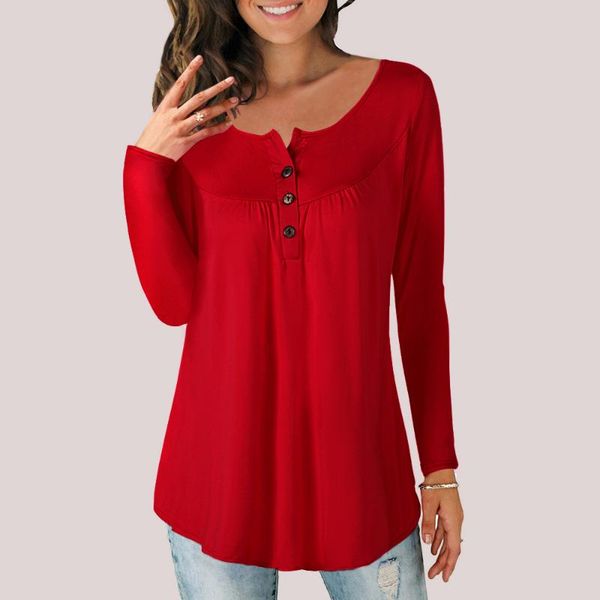 women's t-shirt women autumn plus size long sleeves buttons pleated solid tees casual -5xl loungwear streets holiday, White
women's t-shirt women autumn plus size long sleeves buttons pleated solid tees casual -5xl loungwear streets holiday, White