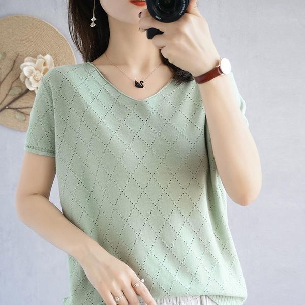 summer short-sleeved women' pure cotton knit t-shirt hollow large size all-match line v-neck bottoming shirt women's, White
summer short-sleeved women' pure cotton knit t-shirt hollow large size all-match line v-neck bottoming shirt women's, White