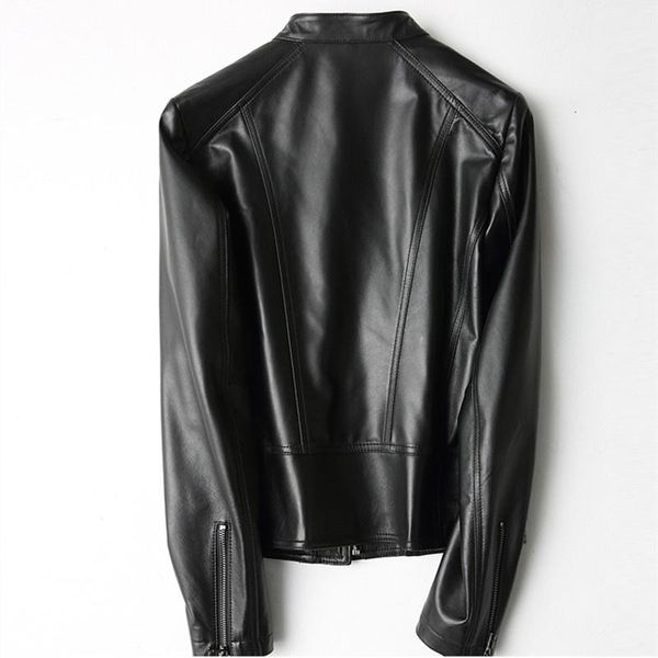 women's leather & faux genuine womans real sheepskin coat female montone motorcycle jacket short spring clothes autumn outwear lwl25566, Black
women's leather & faux genuine womans real sheepskin coat female montone motorcycle jacket short spring clothes autumn outwear lwl25566, Black