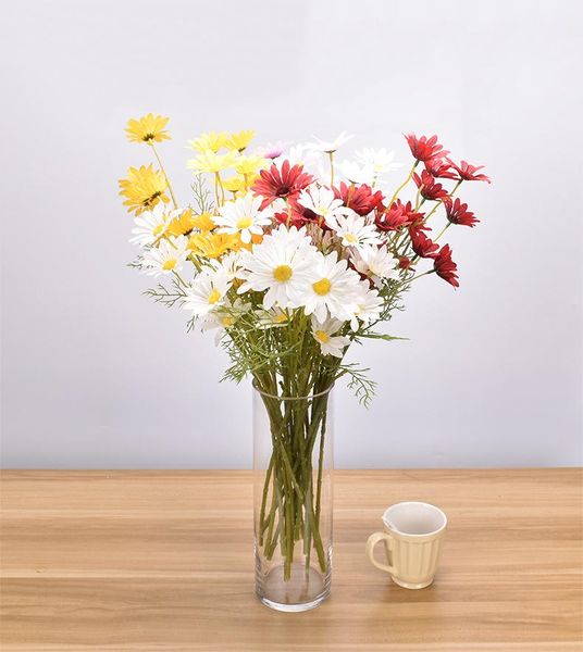heads silk daisy chamomile artificial flowers long branch bouquet for home wedding decoration diy gifts fake decorative & wreaths 
heads silk daisy chamomile artificial flowers long branch bouquet for home wedding decoration diy gifts fake decorative & wreaths