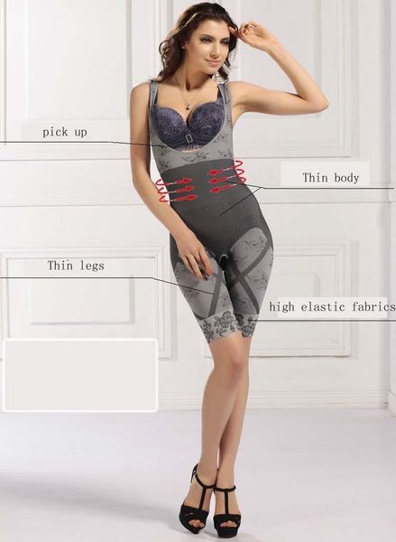 women's shapers 2013 seamless garment bamboo charcoal fiber conjoined corsets closed chest and waist, flat abdomen, Black;white