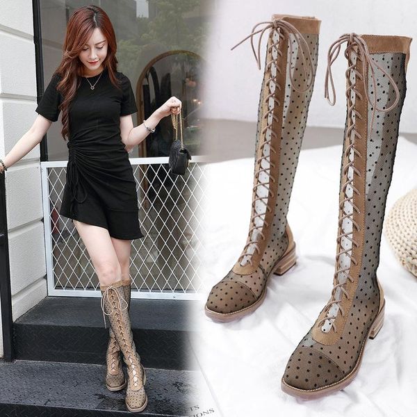 summer roman women long boots lace polka dot transparent gladiator sandals cross-tied knee-high thick heels espadrilles, Black
summer roman women long boots lace polka dot transparent gladiator sandals cross-tied knee-high thick heels espadrilles, Black