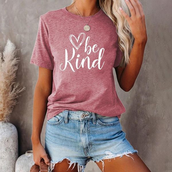 2021summer relaxation women's be kind letter pattern round collar casual t-shirt, White
2021summer relaxation women's be kind letter pattern round collar casual t-shirt, White