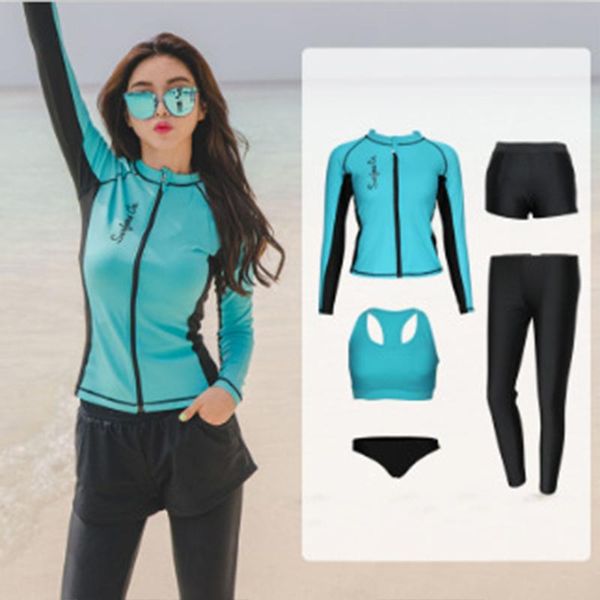 women's swimwear 2021 summer fashion wetsuit long sleeves sunscreen split suit couples beach surfing, White;black
women's swimwear 2021 summer fashion wetsuit long sleeves sunscreen split suit couples beach surfing, White;black