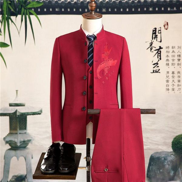 men's suits & blazers blazer pants vest 3 pieces set / 2021 casual boutique chinese style stand collar suit jacket coat teousers waistc, White;black
men's suits & blazers blazer pants vest 3 pieces set / 2021 casual boutique chinese style stand collar suit jacket coat teousers waistc, White;black