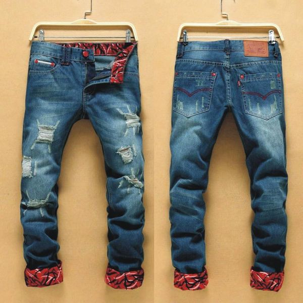 arrivals men's loose straight jeans mens retro denim pants biker, Blue 
arrivals men's loose straight jeans mens retro denim pants biker, Blue