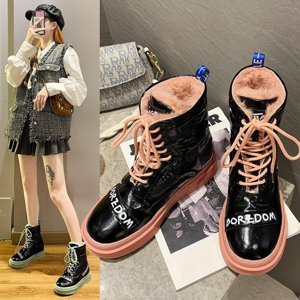 boots 2021 winter women's ankle women thick sole wild plus velvet warm female lace up knight short, Black
boots 2021 winter women's ankle women thick sole wild plus velvet warm female lace up knight short, Black