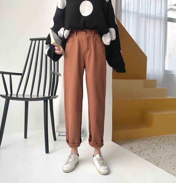 female students long loose jeans solid color button stretched waist women vintage denim trousers casual ladies harem pants women's, Blue
female students long loose jeans solid color button stretched waist women vintage denim trousers casual ladies harem pants women's, Blue