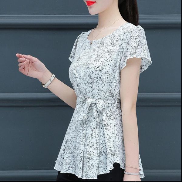 fashion women spring summer shirt style chiffon blouses shirts lady casual short sleeve o neck polka dot prints, White
fashion women spring summer shirt style chiffon blouses shirts lady casual short sleeve o neck polka dot prints, White