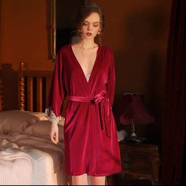 winter velvet pajamas robes lace women sleepwear bathrobes deep v dressing gowns robe with sashes loungewear warm, Black;red
winter velvet pajamas robes lace women sleepwear bathrobes deep v dressing gowns robe with sashes loungewear warm, Black;red