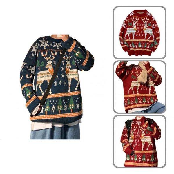 men's sweaters holiday great all match winter sweater elk knitted for daily wear, White;black
men's sweaters holiday great all match winter sweater elk knitted for daily wear, White;black