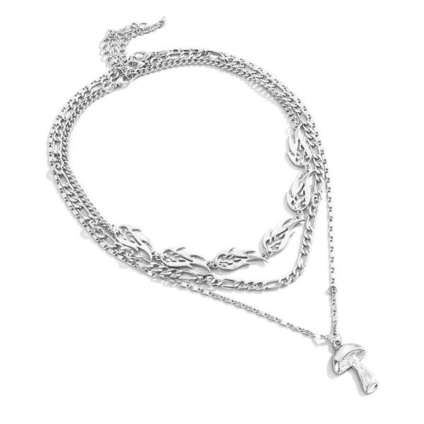 pendant necklaces fashionable personality hip hop chain necklace hollow flame pattern mushroom clavicle, Silver
pendant necklaces fashionable personality hip hop chain necklace hollow flame pattern mushroom clavicle, Silver