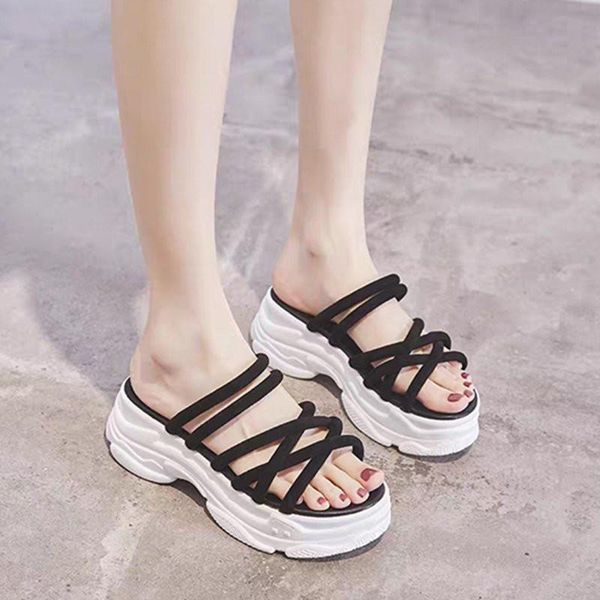women summer sandals platform fashion shoes 5.5cm heel slip on and slippers dual purpose casual, Black
women summer sandals platform fashion shoes 5.5cm heel slip on and slippers dual purpose casual, Black