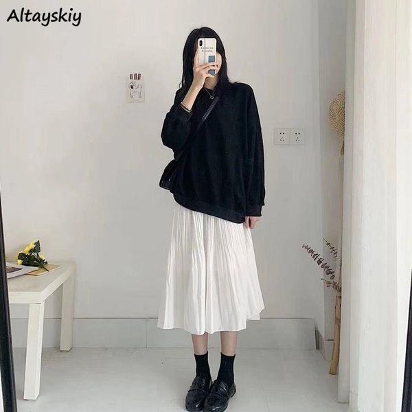skirts women solid calf-length a-line high waist loose korean style simple fashion elegant students all-match leisure chic retro, Black
skirts women solid calf-length a-line high waist loose korean style simple fashion elegant students all-match leisure chic retro, Black
