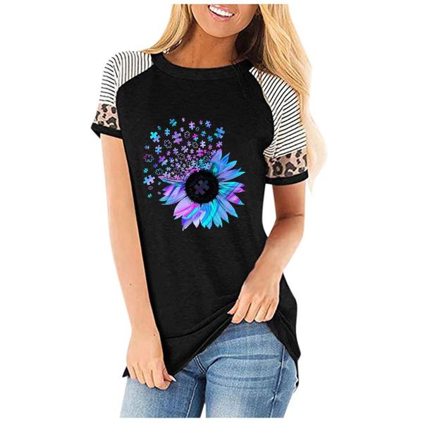 fashion ladies patchwork leopard striped t-shirts 2021 summer casual slim round neck short sleeve floral prinitng women's t-shirt, White
fashion ladies patchwork leopard striped t-shirts 2021 summer casual slim round neck short sleeve floral prinitng women's t-shirt, White