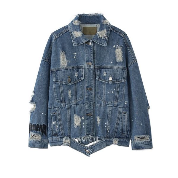 women denim blue punk jacket button turn down collar letter hole c0106 210514, Black;brown
women denim blue punk jacket button turn down collar letter hole c0106 210514, Black;brown