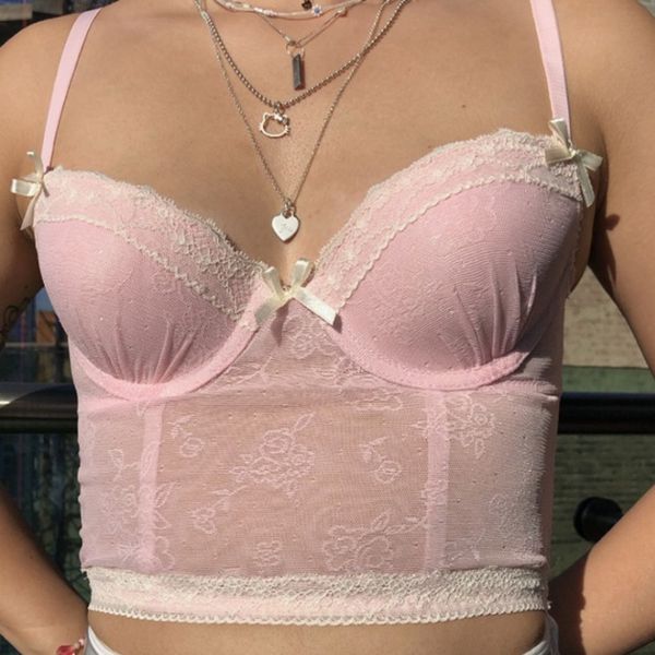 sweet v neck tanks bow lace trim floral mesh y2k strap pink milkmaid corset transparent crop women women's camis, White
sweet v neck tanks bow lace trim floral mesh y2k strap pink milkmaid corset transparent crop women women's camis, White