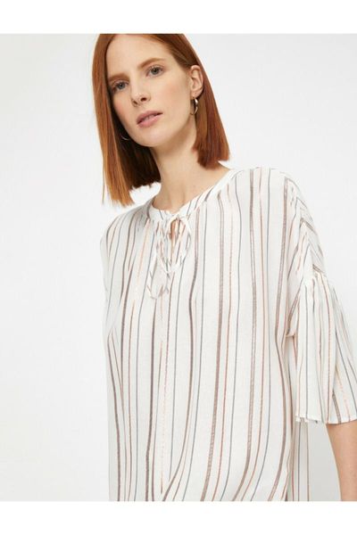 koton women black striped blouse 0 yak68512pw women's blouses & shirts, White