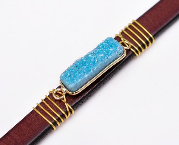 tennis diy craft natural druzy blue turquoise genuine leather bracelet cuff wristband brown, Golden;silver
tennis diy craft natural druzy blue turquoise genuine leather bracelet cuff wristband brown, Golden;silver