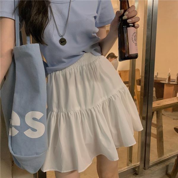 white ruffles pleated mini summer womens skirt fashion high waist a line cake korean style causal slim short, Black
white ruffles pleated mini summer womens skirt fashion high waist a line cake korean style causal slim short, Black
