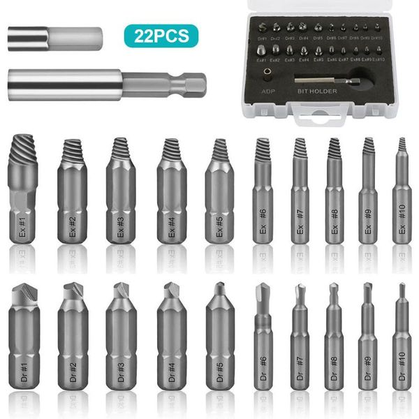 professional drill bits 22pcs set extractor screwdriver remover purpose tools disassemble screws bolt stud slip teeth damaged demolish strip
professional drill bits 22pcs set extractor screwdriver remover purpose tools disassemble screws bolt stud slip teeth damaged demolish strip