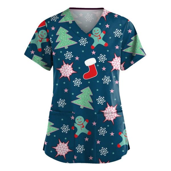 women's blouses & shirts christmas cute print blouse short sleeve v-neck harajuku work clothing streetwear shirt blusas chemise femme, White
women's blouses & shirts christmas cute print blouse short sleeve v-neck harajuku work clothing streetwear shirt blusas chemise femme, White