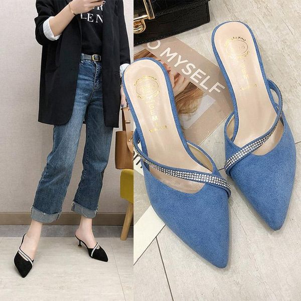 women high heels shoes pointed toe thin heel slippers flip flops sandals wedding y, Black
women high heels shoes pointed toe thin heel slippers flip flops sandals wedding y, Black