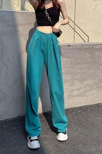 women's jeans woman 2021 fashion straight pants high waist casual mom baggy jean female full length loose denim trouser, Blue
women's jeans woman 2021 fashion straight pants high waist casual mom baggy jean female full length loose denim trouser, Blue