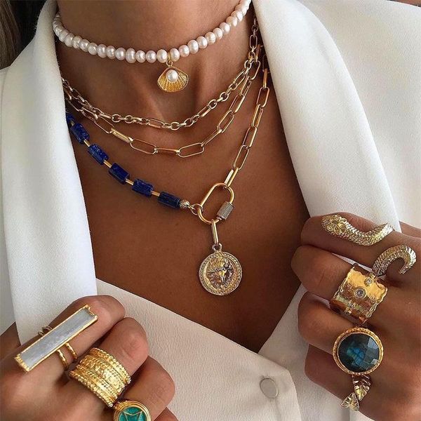 chains bohemian women's necklace with color stone stitching fashion romantic multilayered pearl clavicle chain wholesale, Silver
chains bohemian women's necklace with color stone stitching fashion romantic multilayered pearl clavicle chain wholesale, Silver